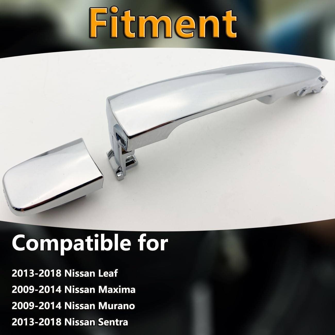 Cheriezing 80646-1AA0A Chrome Exterior Door Handle Compatible with 2013-2018 Leaf Sentra, 2009-2014 Maxima Murano Replace# 80640-1AA0A (Front Right=Rear Left=Rear Right)