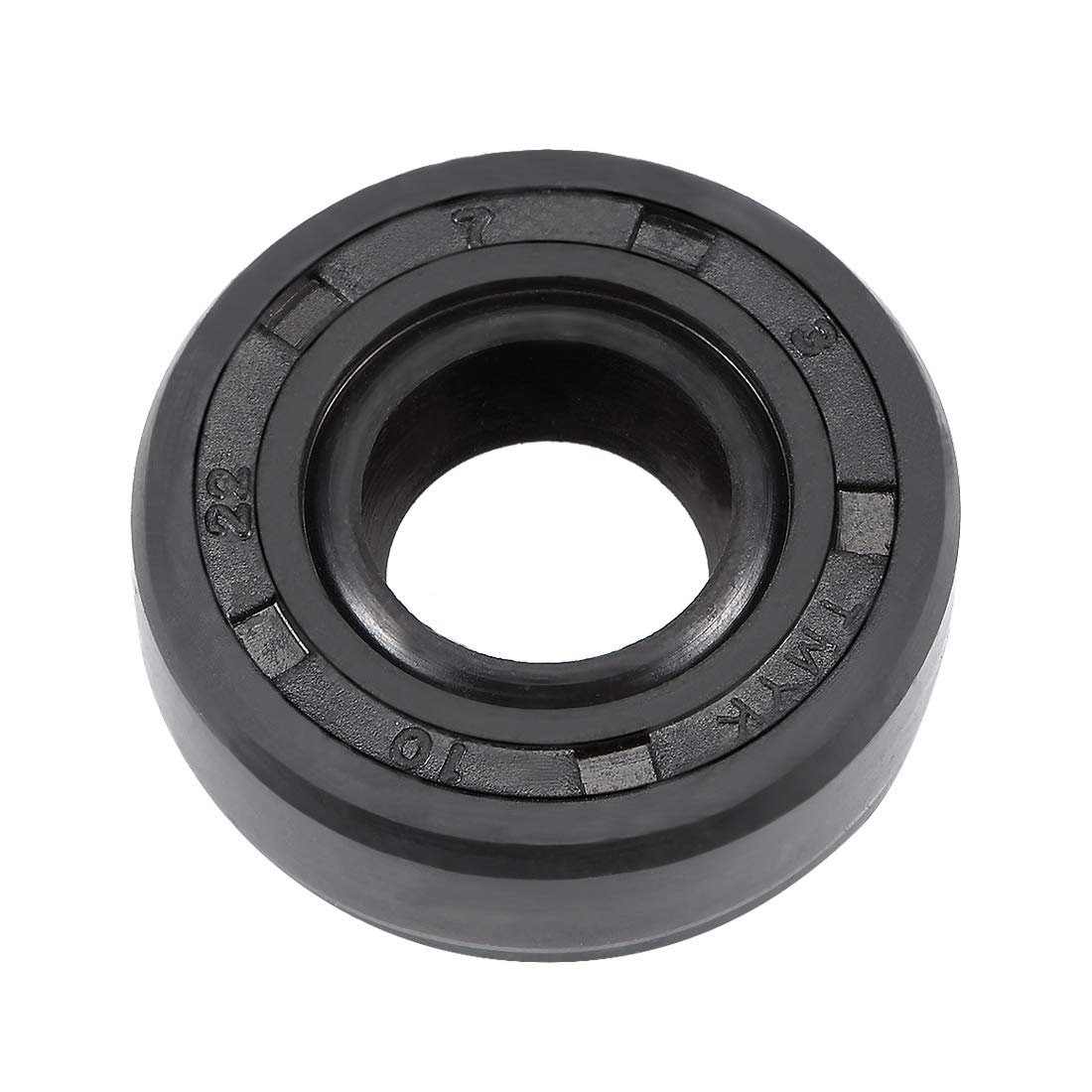 sourcing map Oil Seal, TC 10mm x 22mm x 7mm Nitrile Rubber Cover Double Lip with Spring for Bearing Shaft, Black Pack of 1