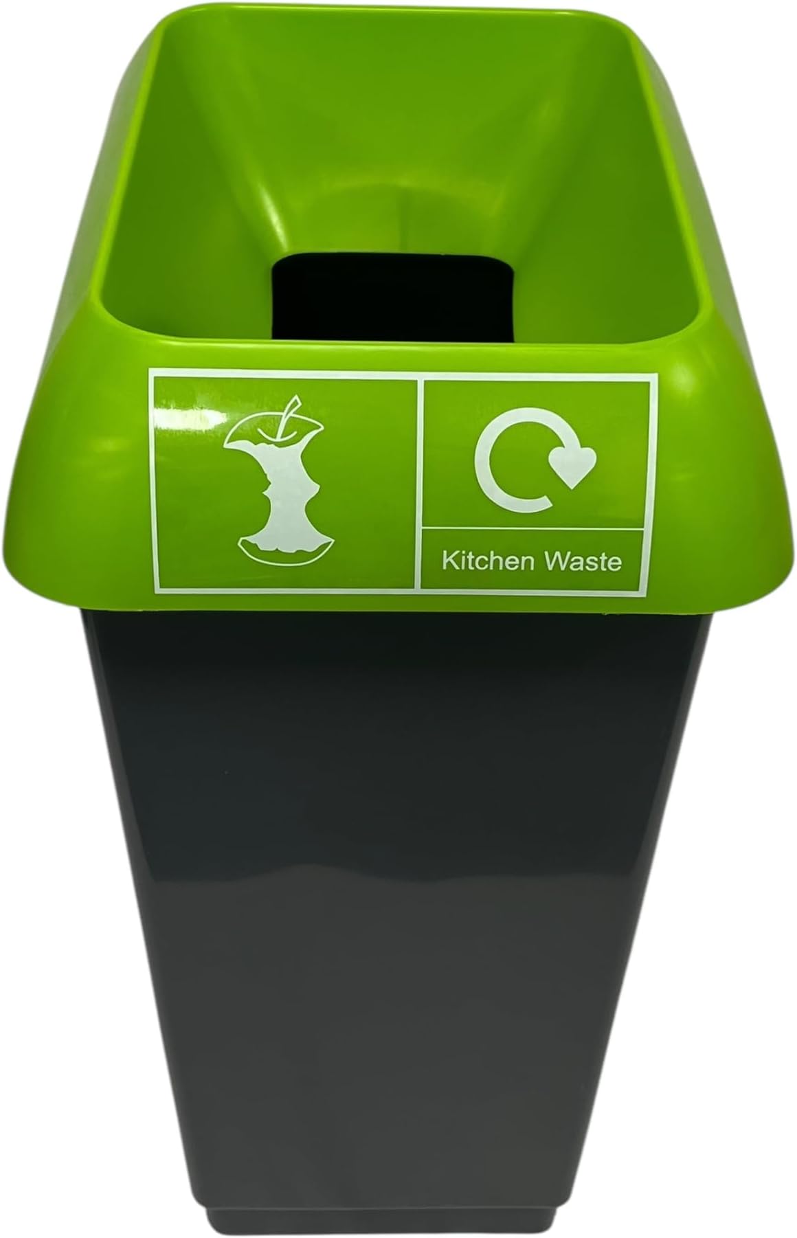 Chabrias Ltd 50 Litre Recycling Waste Bin With Lid & Logo Sticker Included (Lime Green Lid & Food Waste Label)