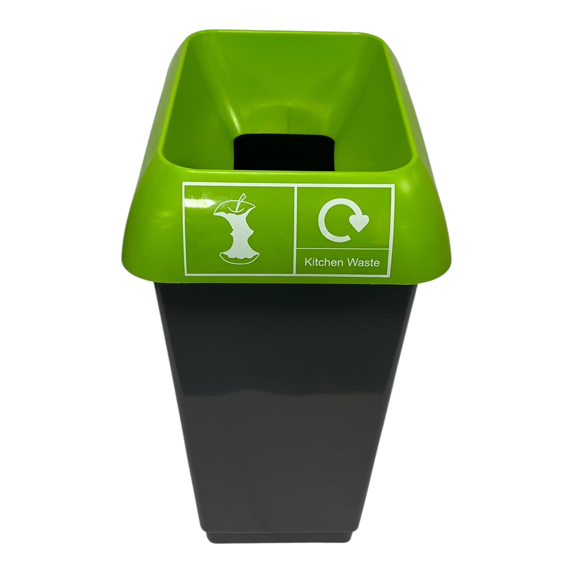 Chabrias Ltd 50 Litre Recycling Waste Bin With Lid & Logo Sticker Included (Lime Green Lid & Food Waste Label) — image 1