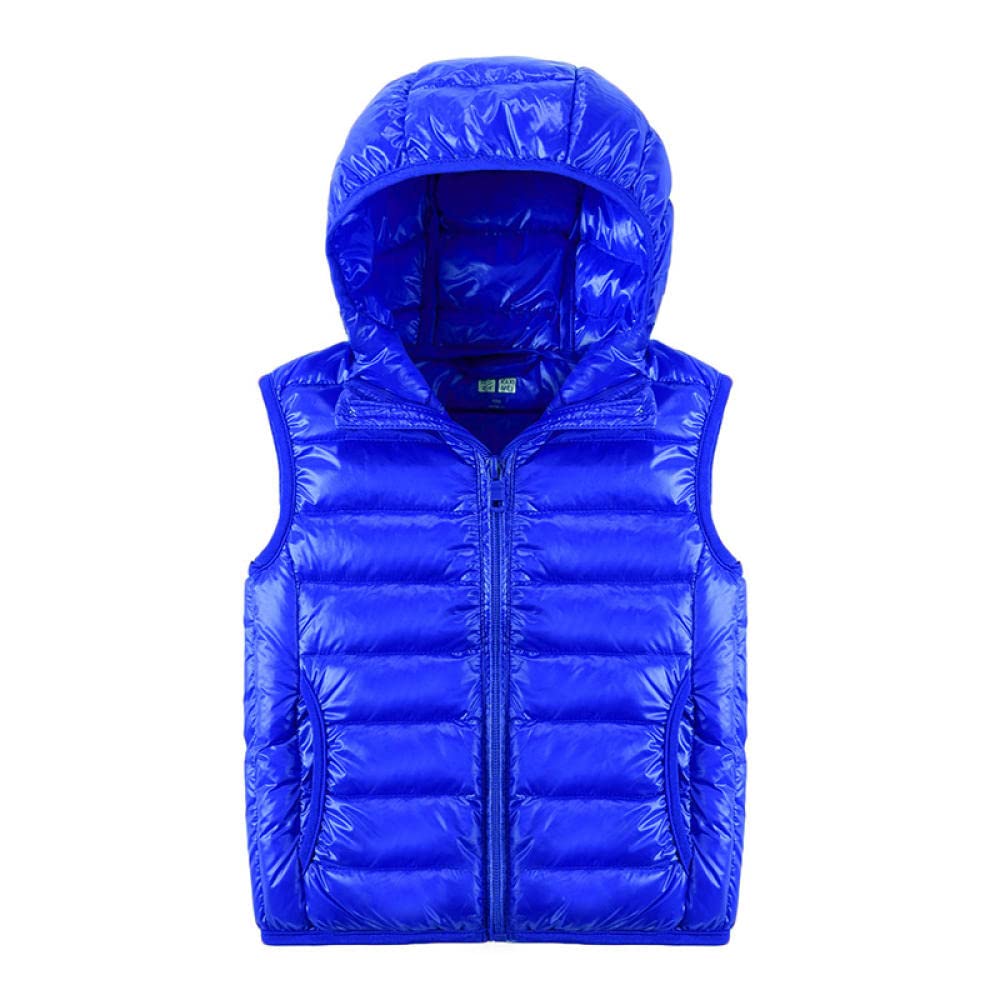 Angelweste Große Größe Weste Warme Weste Winterweste Kinder Kapuzen Herbst/Winter Daunenweste Jungen Jungen Mädchen Kinder Baby Leichte Kapuzenwesten-Königsblau_110Cm
