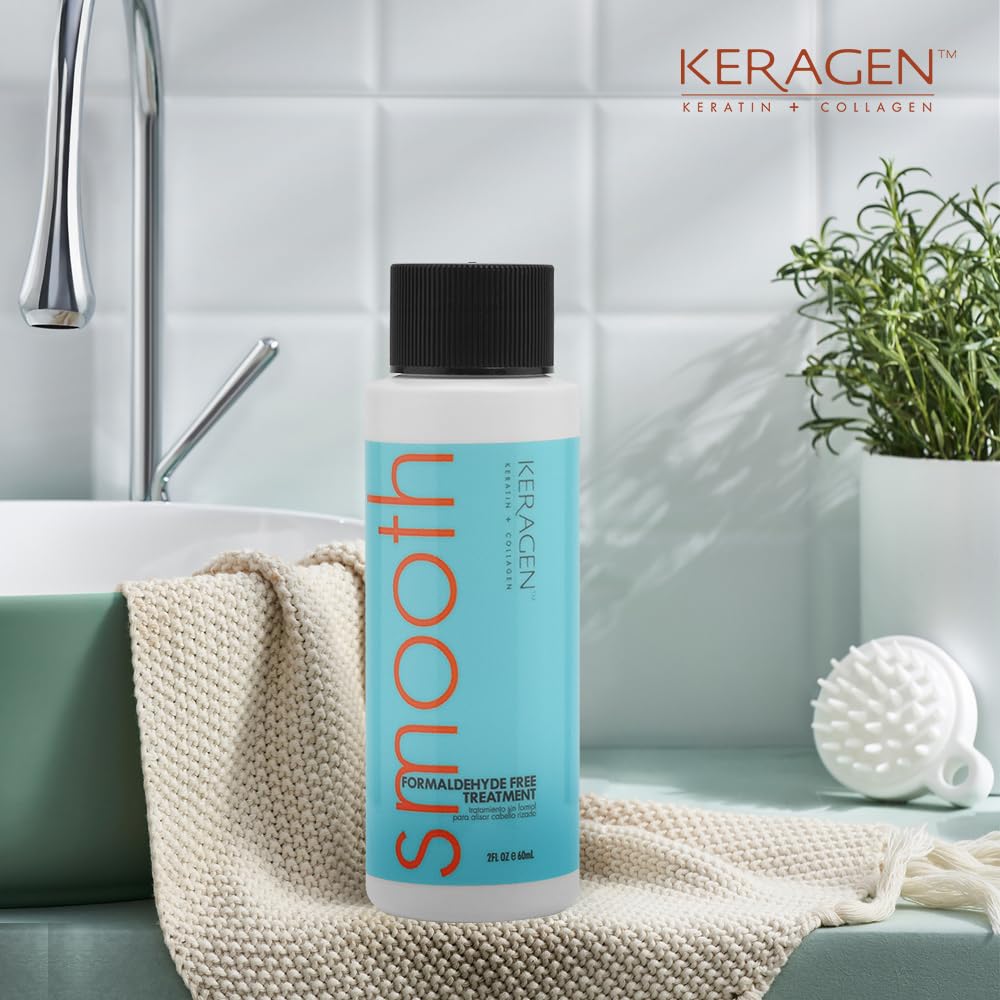 Keragen - Brazilian Keratin Smoothing Treatment, Blowout Straightening System for Dry and Damaged Hair, Formaldehyde Free, 2 Oz - Eliminate Curls and Frizz, Fine to Medium Hair - Image 7