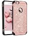BENTOBEN iPhone 6 Case, iPhone 6S Case, Glitter Luxury 2 in 1 Slim Hard Laminated with Sparkly Shiny Faux Leather Chrome Shockproof Protective Case for iPhone 6/iPhone 6S (4.7 inch), Rose Gold