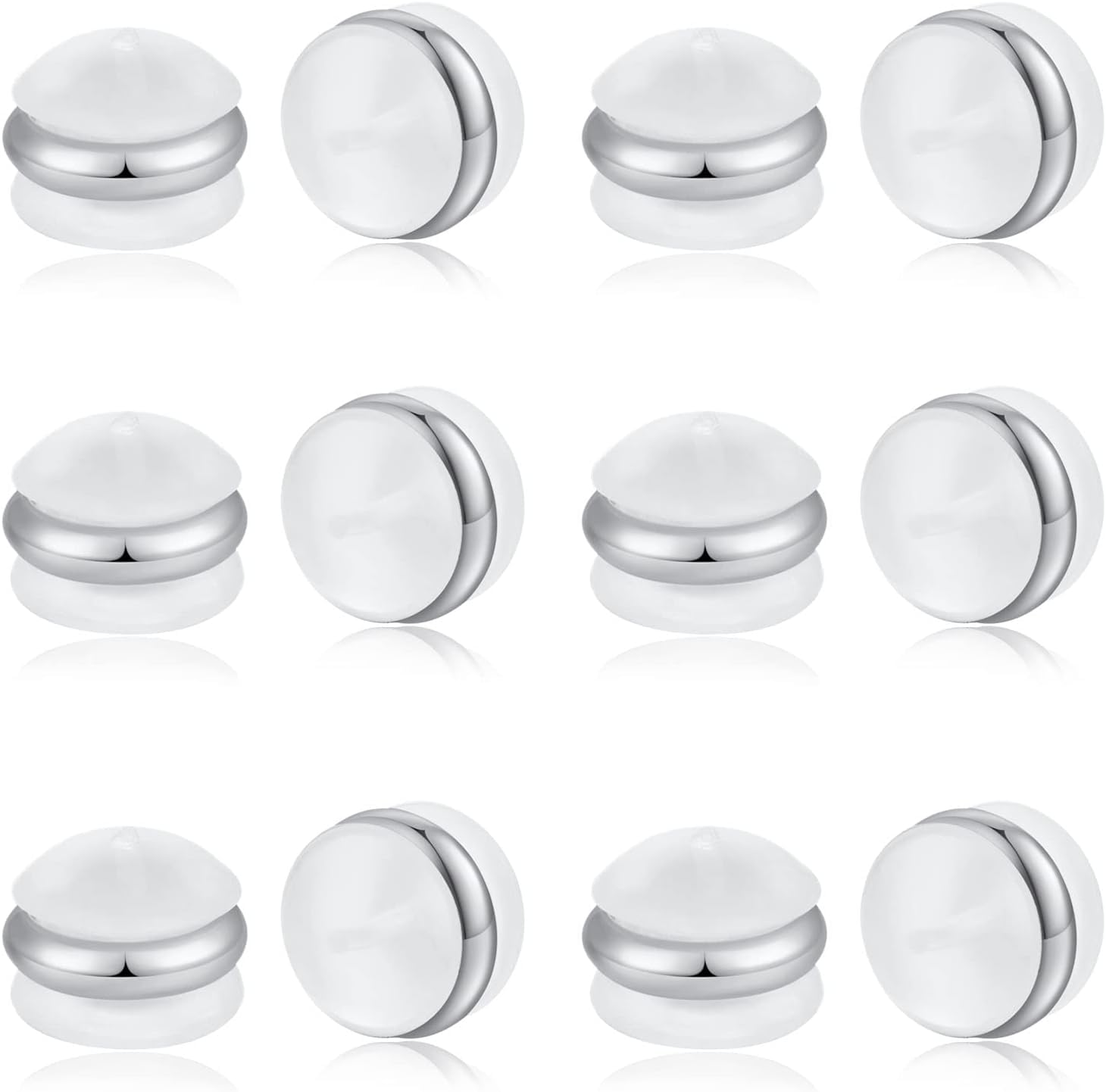 Kerryjewl Earring Backs Rubber,12pcs Soft Clear Earring Backs for Studs,Hypoallergenic Silicone Earrings Backs Replacement for Women(White)