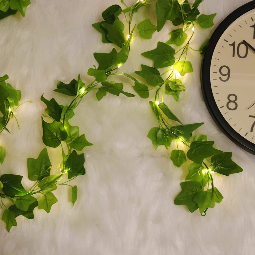 Buywin 3D Ivy Ivy Vine Fairy String Lights, Artificial Leaves Garland Light Strings, Fake Ivy Wall Hanging Decor For Christmas Wedding Party Event Home Decor(Star Ivy)
