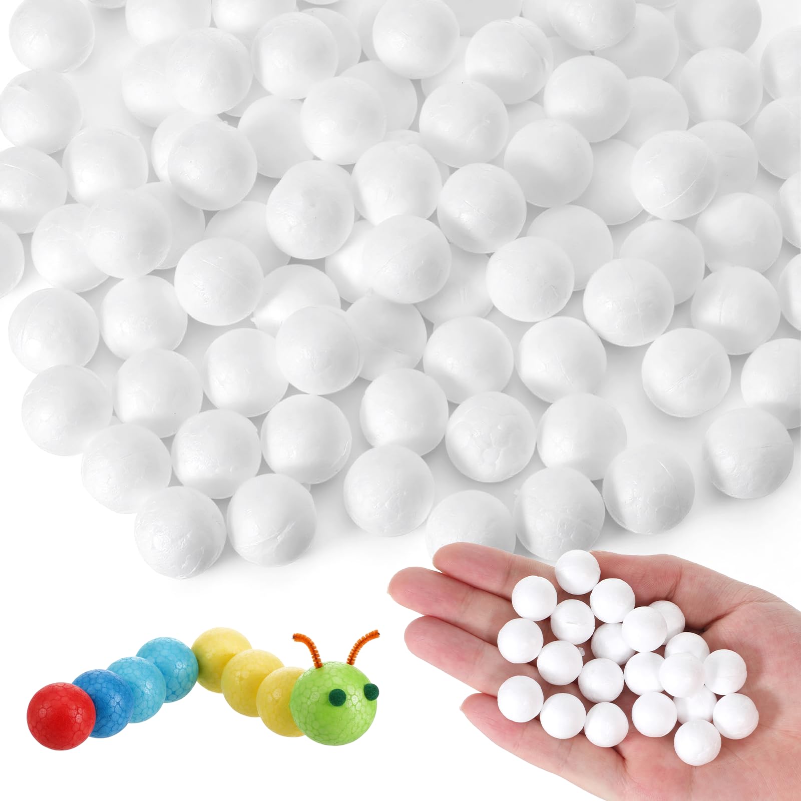 Photo 1 of 200 Pcs White Craft Foam Balls 0.6 Inch Blank Round Craft Ball Small Polystyrene Bead Foam Ball Hanging Tree Ornament for Art Household Project Party Holiday Decoration Easter Sphere Wedding Christmas