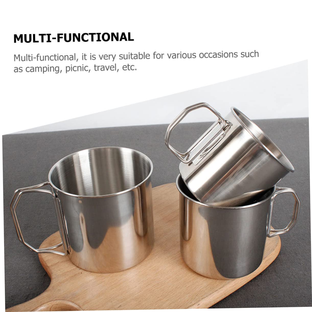 GALPADA 3pcs Outdoor Folding Water Cup Metal Cup for Camping Hiking Travel Stainless Steel Aluminum Mug Comfortable Grip