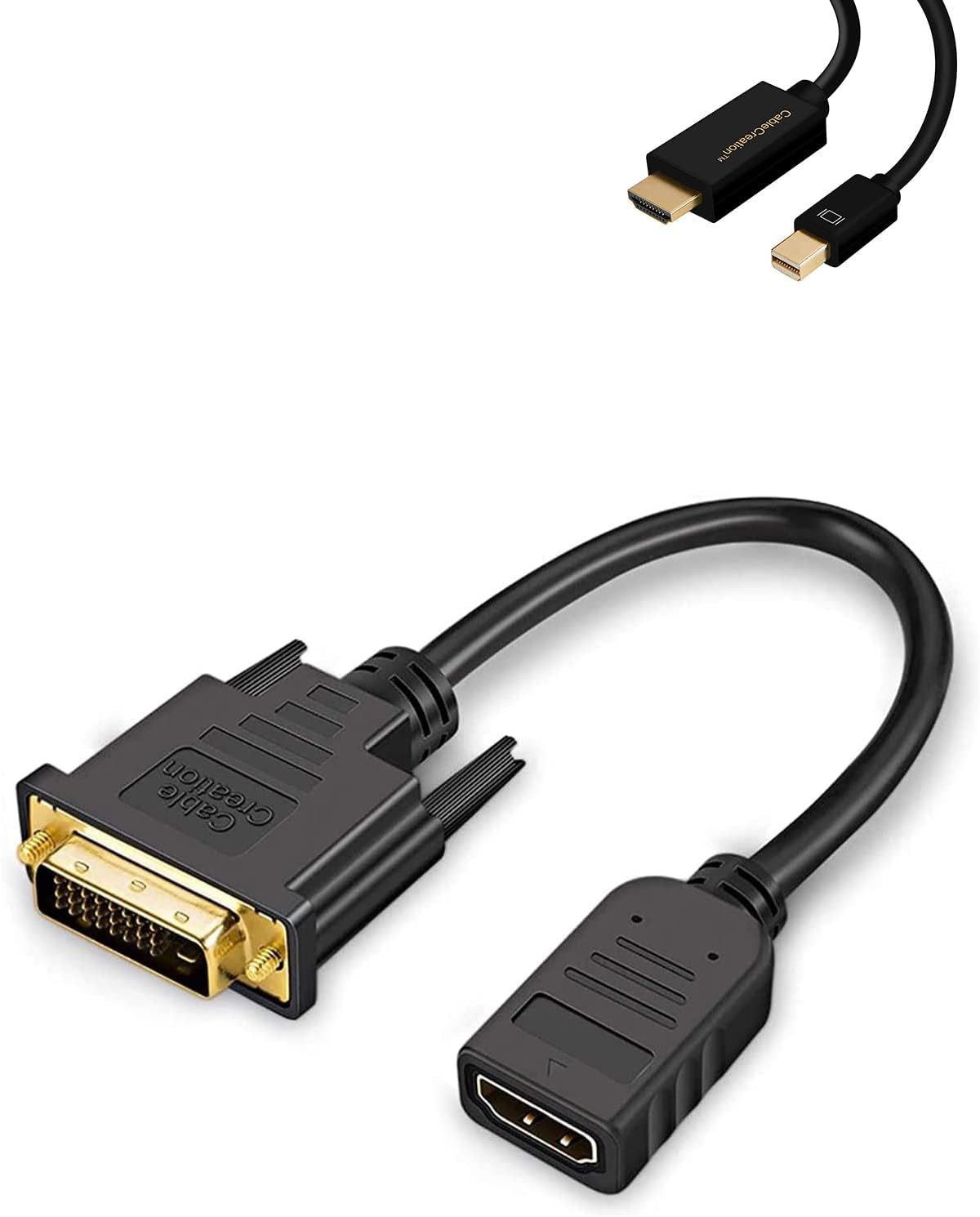 Buy DVI to HDMI Cable 0.5ft Short Bundle with Active Mini DP to HDMI