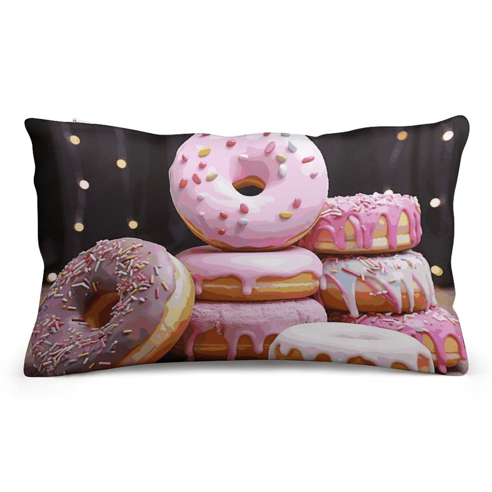 Velvet Pillowcases Standard Size 8"x12", Ultra Soft Breathable Pillow Cases for Bed, Luxury Cozy Fuzzy Pillow Shams, Lumbar Pillow Cover, Donuts Cake Cushion Case Home Decor