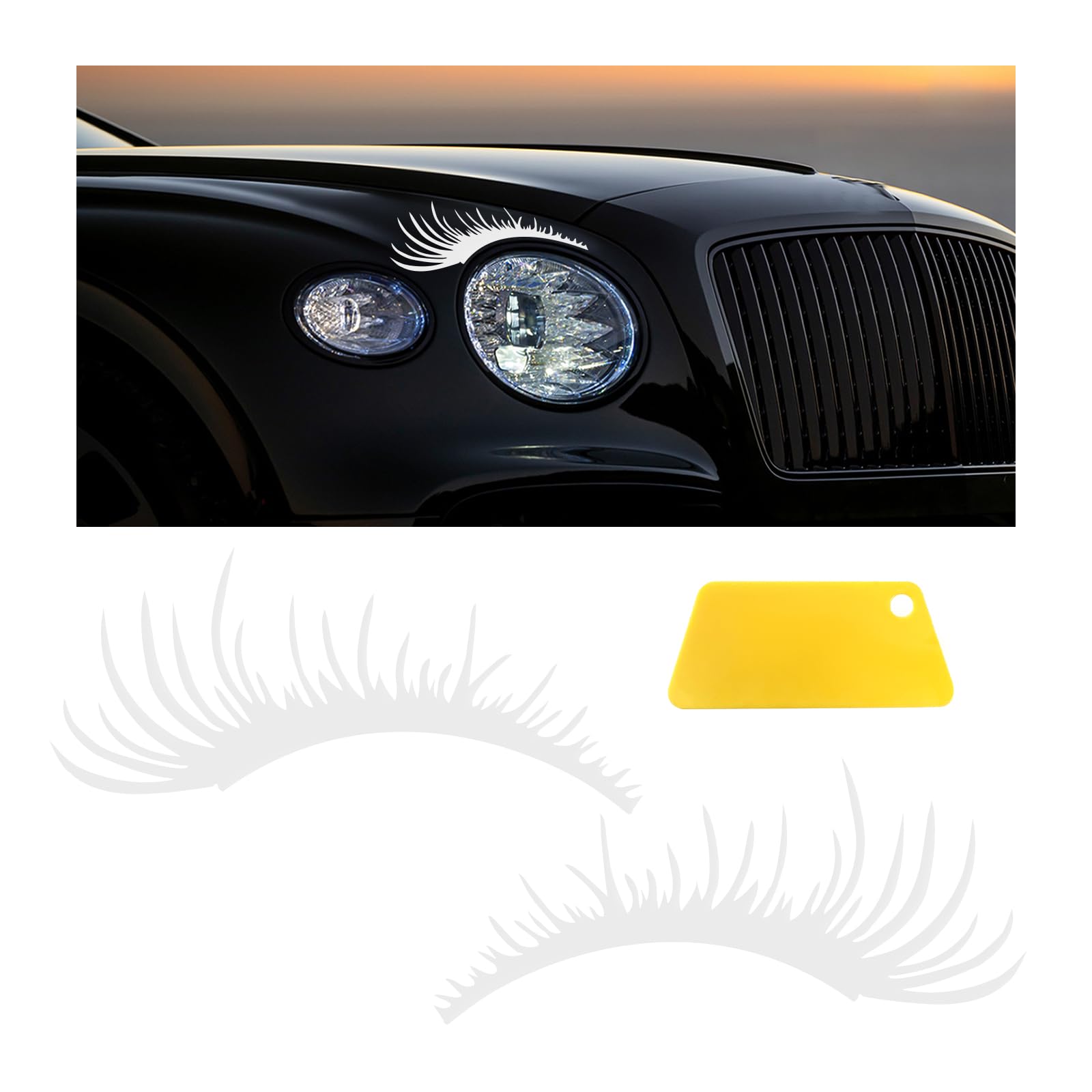 Dickno 2 Stück Auto-Scheinwerfer-Wimpern-Aufkleber, niedliche künstliche Wimpern, Stoßstange, Fensteraufkleber, wasserdichter Karosserie-Aufkleber, universelles Fahrzeug-Außendekorationszubehör für