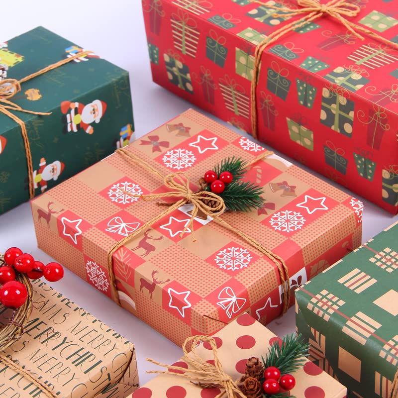 Christmas paper Christmas wrapping paper Kraft wrapping paper 6 sheets of paper, Clear,Transparent - Image 4