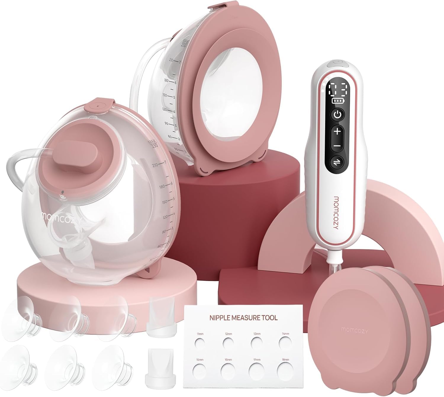 Momcozy V2 Pro Milchpumpe Elektrisch - Ultraleicht & Kompakt, Tragbare Doppelmilchpumpe Handsfree mit 3 Saugstufen & 15 Stufen, Leises Abpumpen Breast Pump Electric mit Leak-Proof DoubleFit Flange