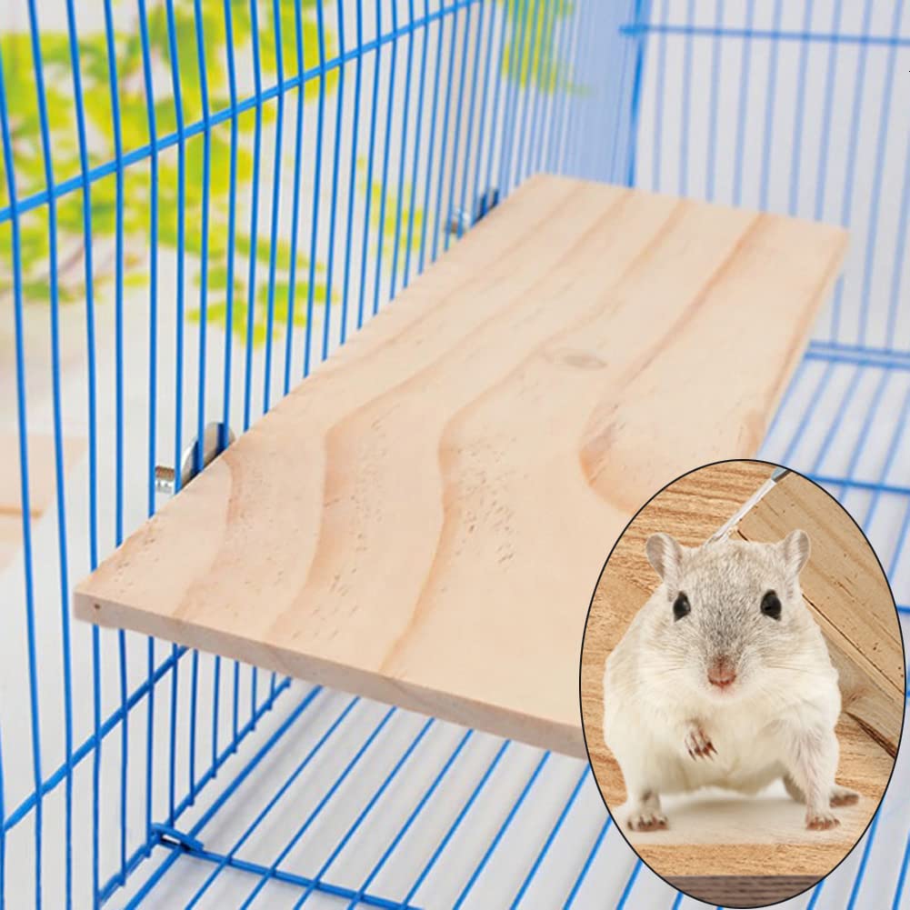 Piattaforma della Gabbia per Criceti 13x28 cm Legno Supporto Quadrato per Criceto Scoiattolo Uccelli Pappagallo