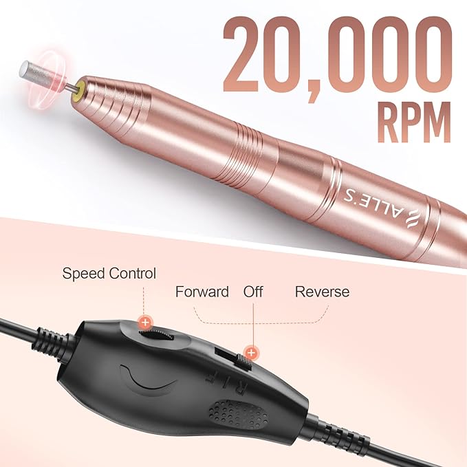 Kit Taladro Eléctrico para Uñas 20000RPM Portátil Efile Manicura Pedicura miniatura 2