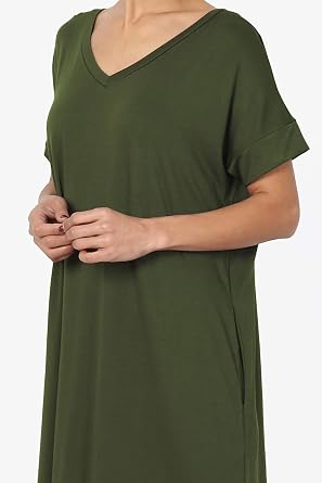 Zenana Plus Short Rolled Sleeve Side Slit V-Neck Maxi Dress