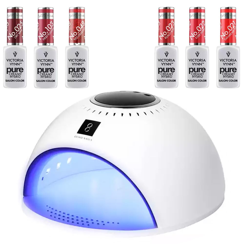 UV-LED-Nagellampen-Set von OCHO NAILS, 84W - Inklusive vielseitiger Victoria Vynn Pure Creamy Hybrid Nagellack-Kollektion (Rot)