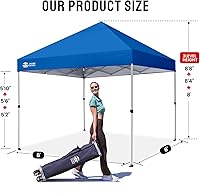 Vista 5 de CROWN SHADES Toldo desplegable de 8 x 8 pulgadas, tienda de campaña de playa con una sola configuración de empuje, parasol fácil para exteriores