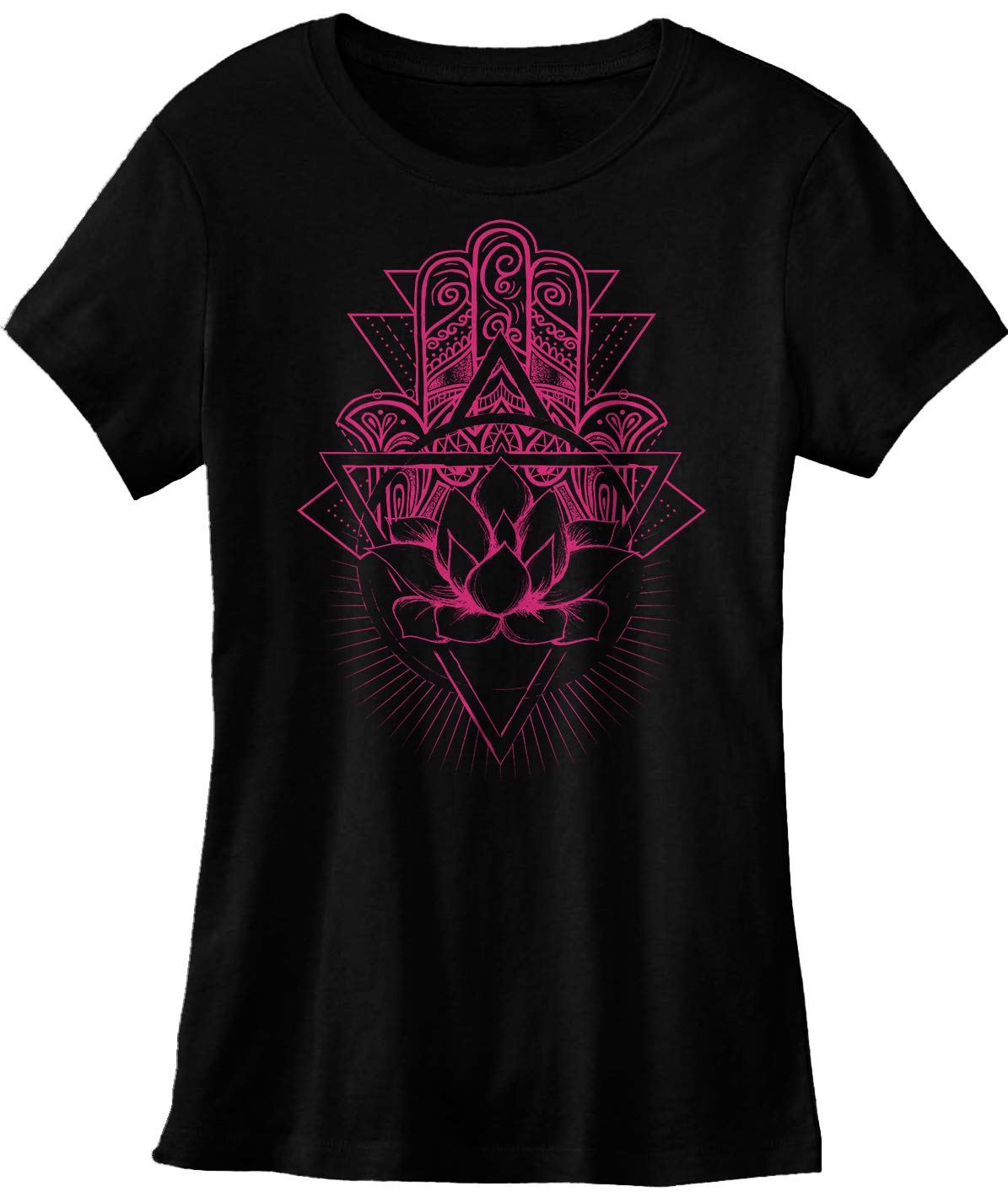 urban print 365Vintage Daily Yoga Lotus Flower T Shirts Namaste Hamsa Graphic Print Top for Women