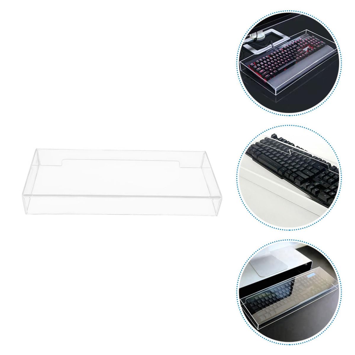 SHERCHPRY Funda para Teclado Acrílica Transparente para Teclado Mecánico Tamaño 470x235x55 Mm Cubierta Antipolvo Resistente de Escritorio