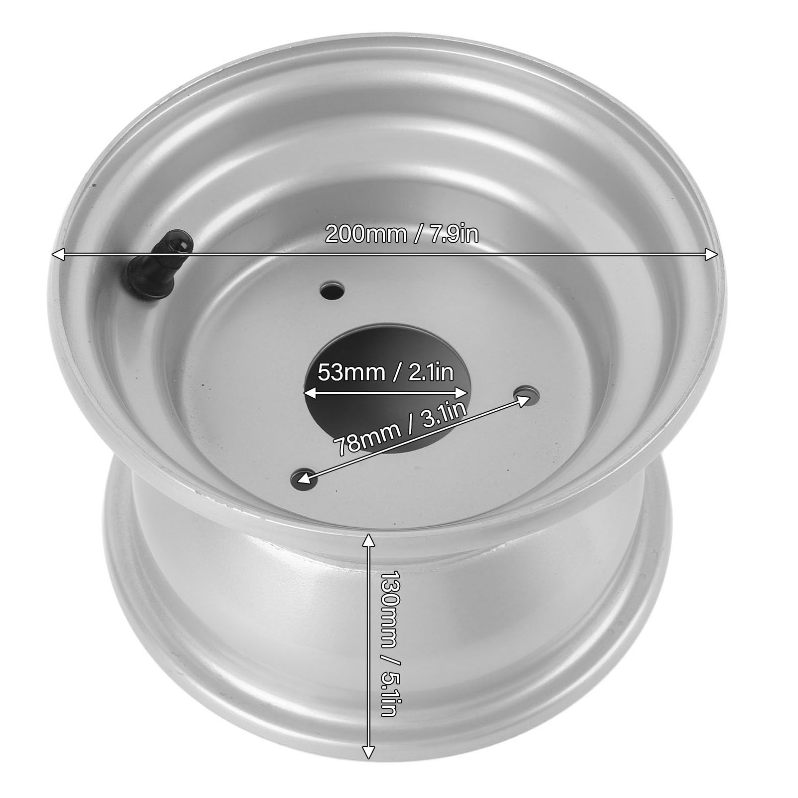 7 Pouces Go Kart RIMS 7 Pouces ATV Rimer Rim Aluminium Alloy 3 Boulons Trous 16x8,00-7 Silver Rustproof Wide 136 Mm pour Go Kart ATV Quad Dirt Bike Ride sur la Tondeuse