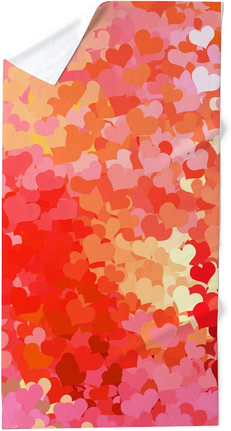 CafePress Pink Gold Confetti Hearts 30"x60" Absorbent Cotton Back, Soft Beach, Pool Towel