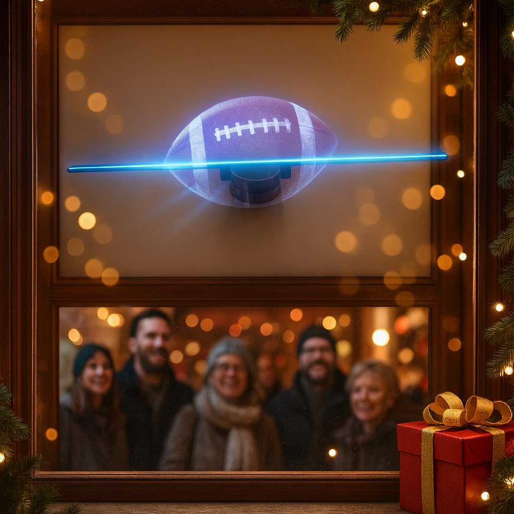 3D Hologram Fan Projector HD LED Holographic Christmas Tree Advertising Display with Remote Bluetooth WiFi 1500 Video Library for Business Bar Halloween (Black, 19.7)