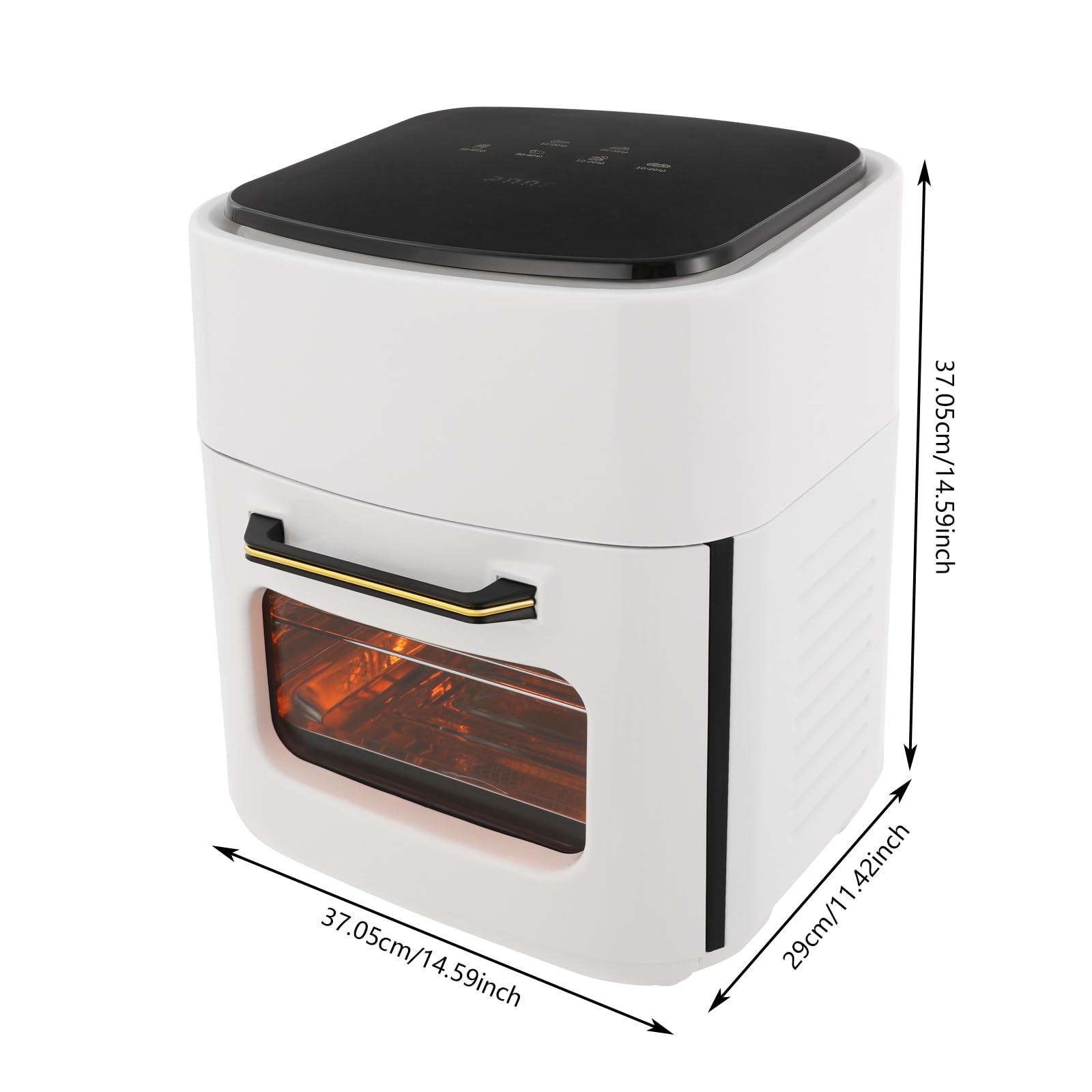 Frytkownica powietrzna o pojemności 15 litrów z ekranem dotykowym, 1400 W, 8 automatycznych programów (mięso, frytki, pizza), odwadniacz owoców, frytkownica beztłuszczowa, biała
