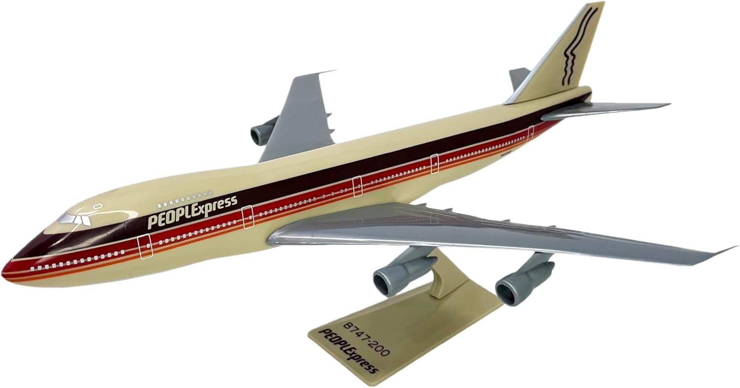 PEOPLExpress 747-100/200 1:250 Scale - Plastic Snap-Fit Model Airplane - Collectible Replica of PEOPLExpress Airlines Aircraft - Part# ABO-74710I-013