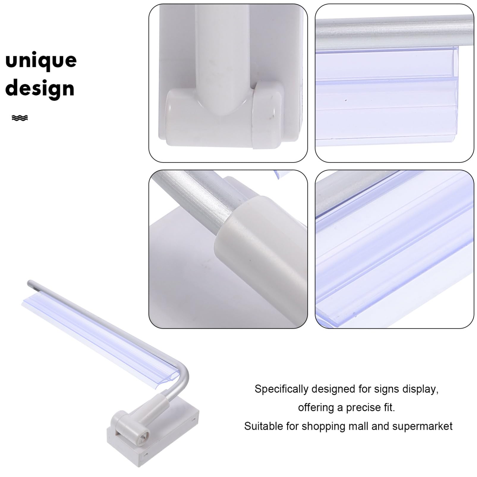 4pezzi Supporto Magnetico Per Cartelli Porta Segni Trasparente Base Magnetica Per Esposizione Per Vetrine e Scaffali Di Stabilità e Design Elegante