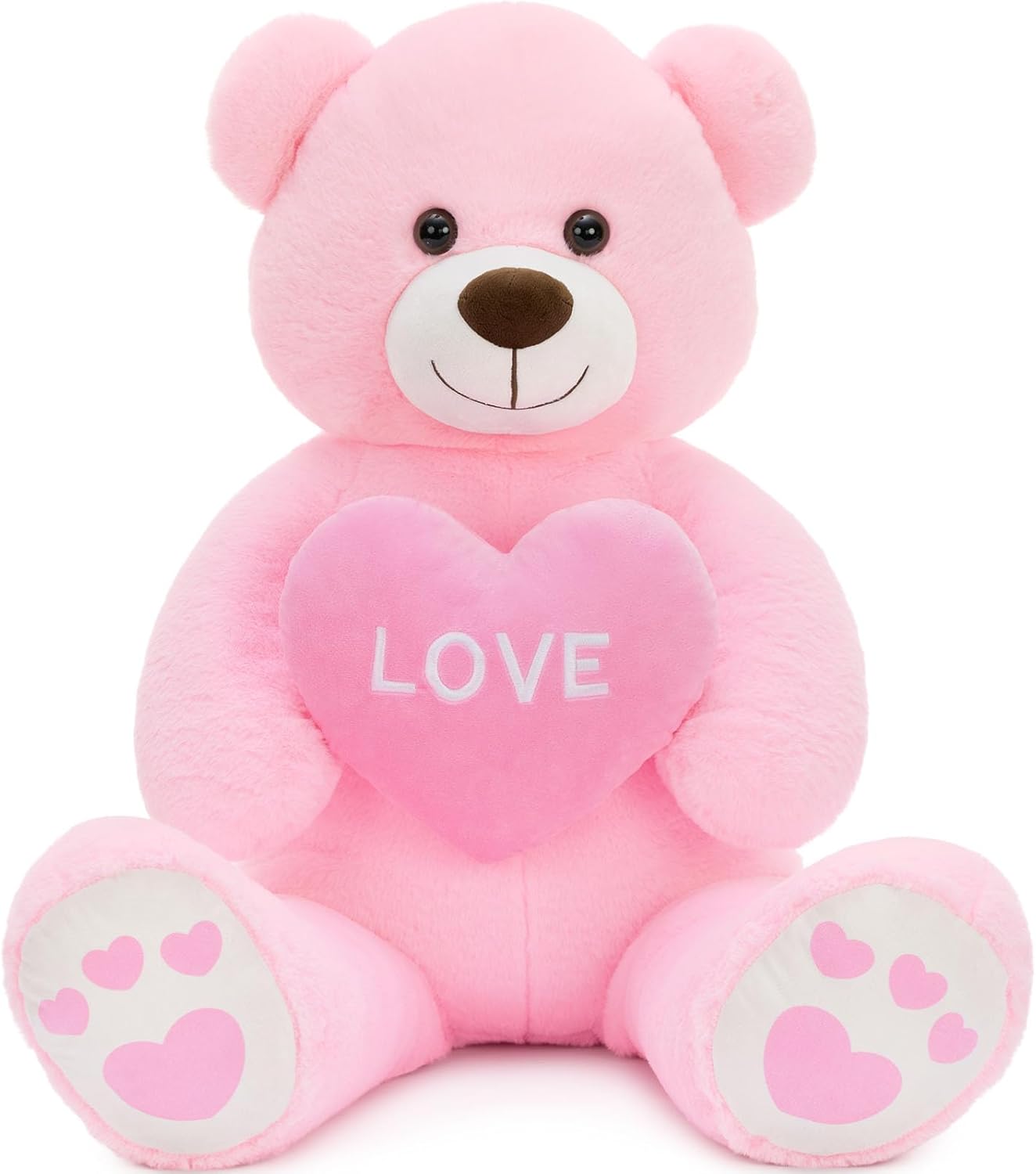 36" Big Valentines Teddy Bear Stuffed Animal, Soft Cute Large Pink Teddy Bear Plush with Red Heart, Love Stuffed Bear Plushie as for Girlfriend Wife Kids, Baby Shower Decor