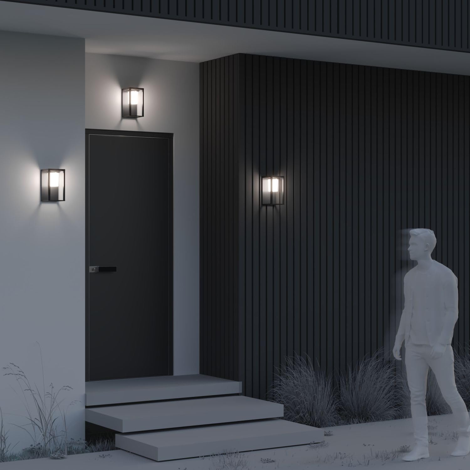 Licht-Erlebnisse LED Solar Wandleuchte außen mit Bewegungsmelder IP54 Balkon Garten Terrasse 3000 K warmweiß blendarm wohnlich wetterfeste Außenlampe Wand KORIN