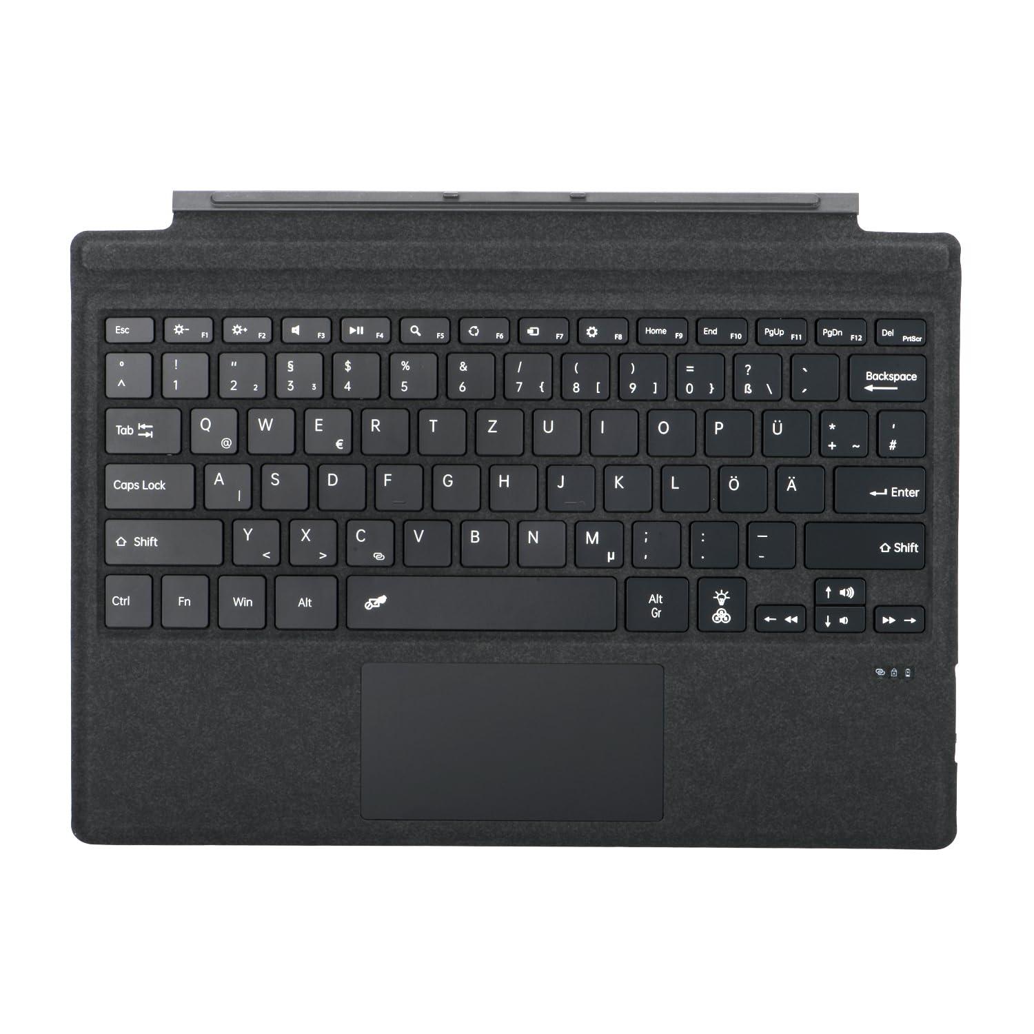 Seagtigau Deutsche QWERTZ Layout Tastatur für Microsoft Surface Pro 7+/7/6/5/4/3, 12.3 Zoll - Ultraflaches, beleuchtetes Bluetooth Type Cover mit Multi-Touchpad, aufladbar (Kohlegrau)