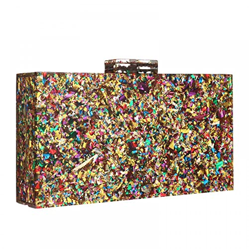 Image of Gets Acrylic Purses and Handbags for Women Multicolor Perspex Geometric Patterns Box Clutch Banquet Evening Crossbody Handbag