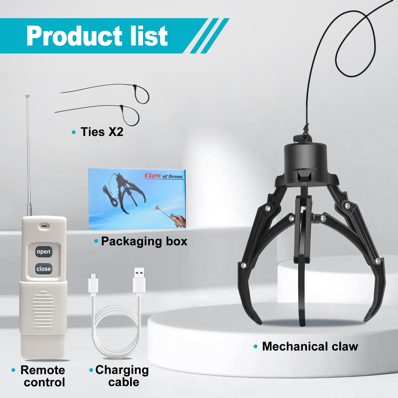 Sistema Airdrop para drones, dispositivo de liberación de carga útil de control remoto con garra mecánica, compatible universalmente con drones d Mini 4/Mini 3/Mini 2/Air 3/Air 2S/Mavic Series