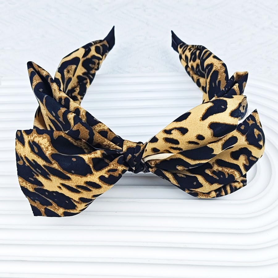 Diadema grande con lazo para el cabello para mujer, diadema con lazo de leopardo, diadema con lazo anudado, diadema con estampado de leopardo, disfraz de cosplay, accesorios para el cabello