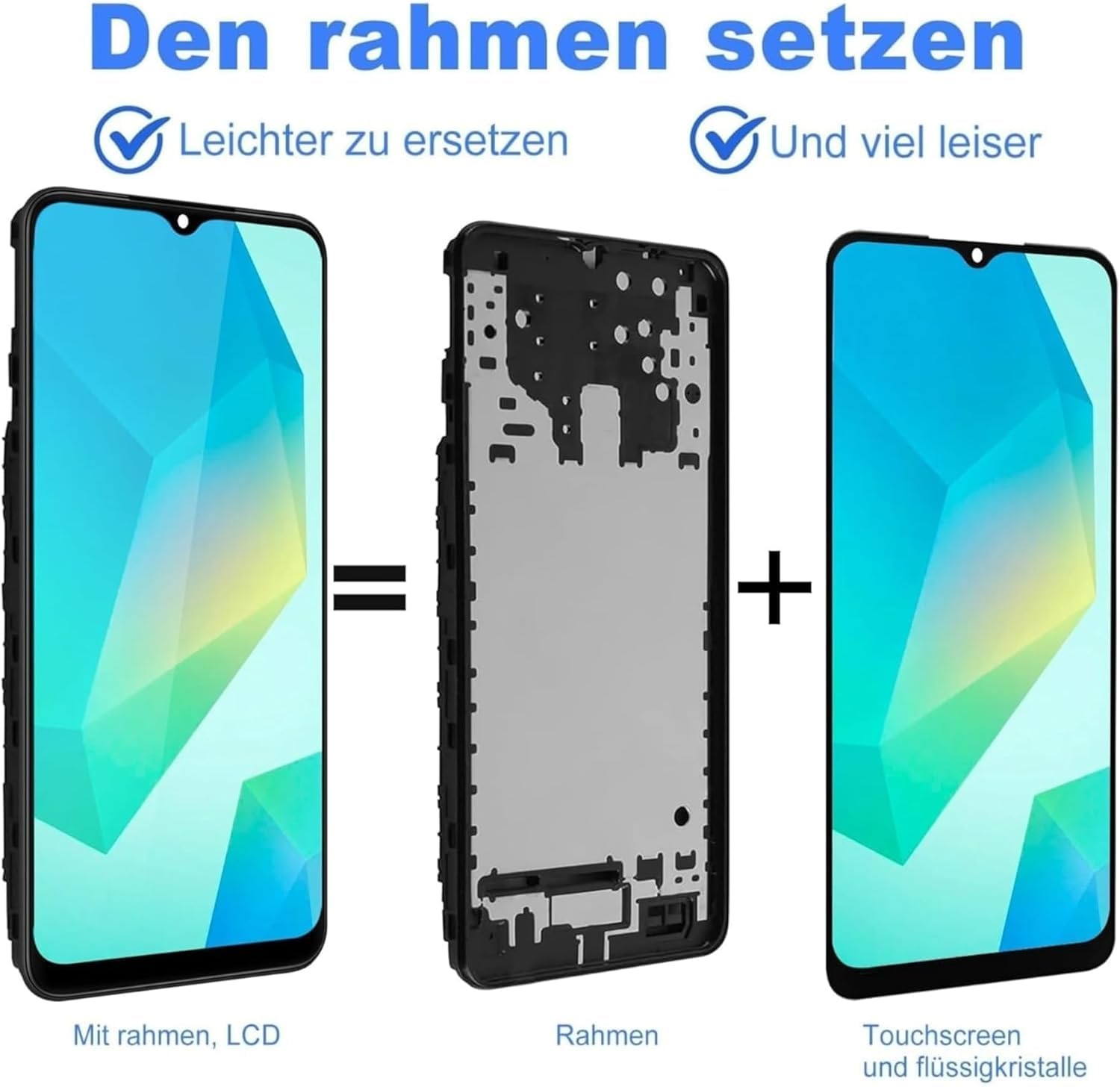 ZOETEC Bildschirmersatz für Samsung Galaxy A16 4G SM-A165F, A165M, LCD-Display, Touchscreen, Digitizer, komplette Montage mit Rahmen, Reparaturwerkzeug-Set