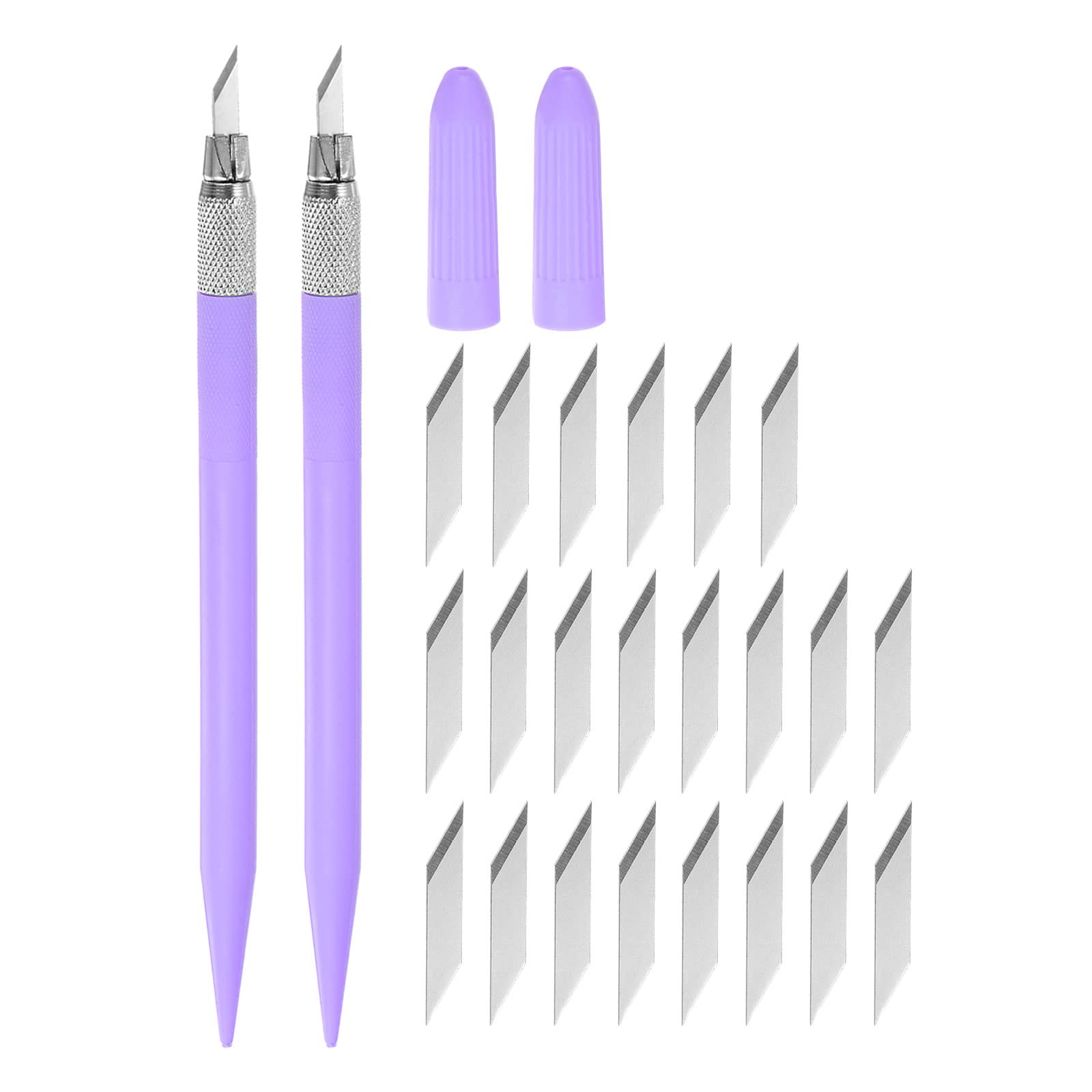 uxcell Art Craft Knife Set, 2pcs Carving Knife with 24pcs Spare Metal Blade for Scrapbooking Stencil Hobby DIY, PVC Plastic Handle, Black (2 Set) — Amazon image 9