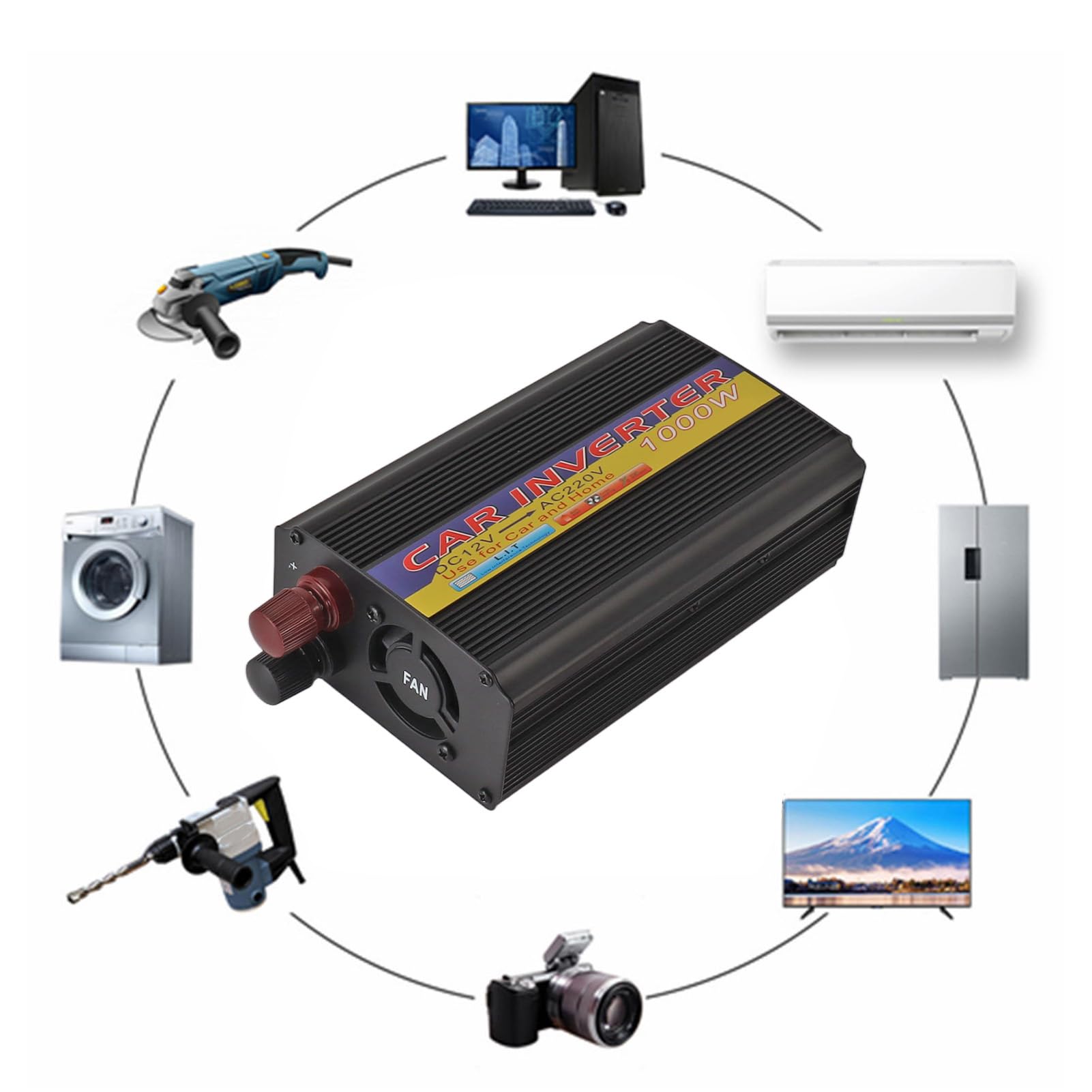 Denash 30W Effiziente Polykristalline Silizium -Solarpanel mit MPPT -Ladungsregler und 1000W Wechselrichter für Schnelle Batterieladungen für Alle Arten von Batteriewagen ABS Material Geeignet
