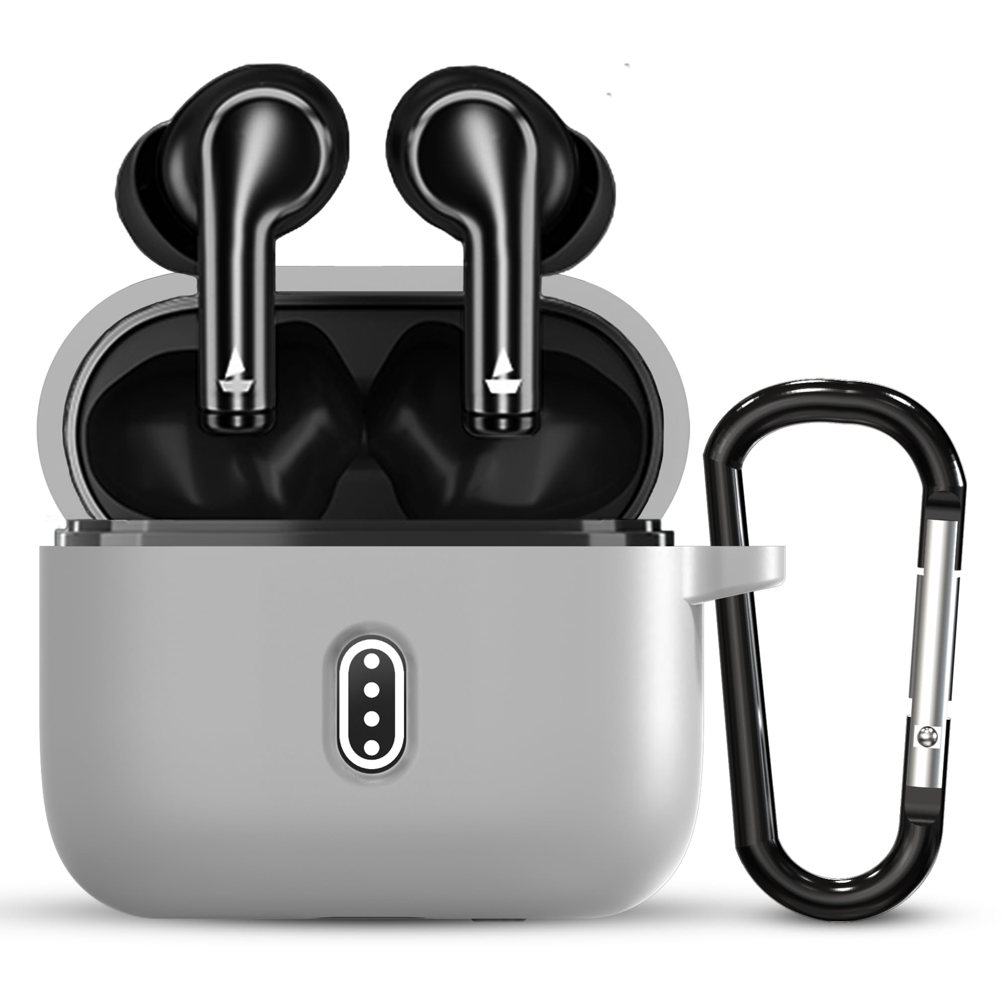 Sounce Earphone Case Cover for Boat Airdopes 141 Gen 2 (2025) – Soft Silicone Protective Skin with Shock Absorbing Design, Anti-Slip Grip, Front LED Visible, Keychain Holder for Easy Carrying (Grey)-image-13
