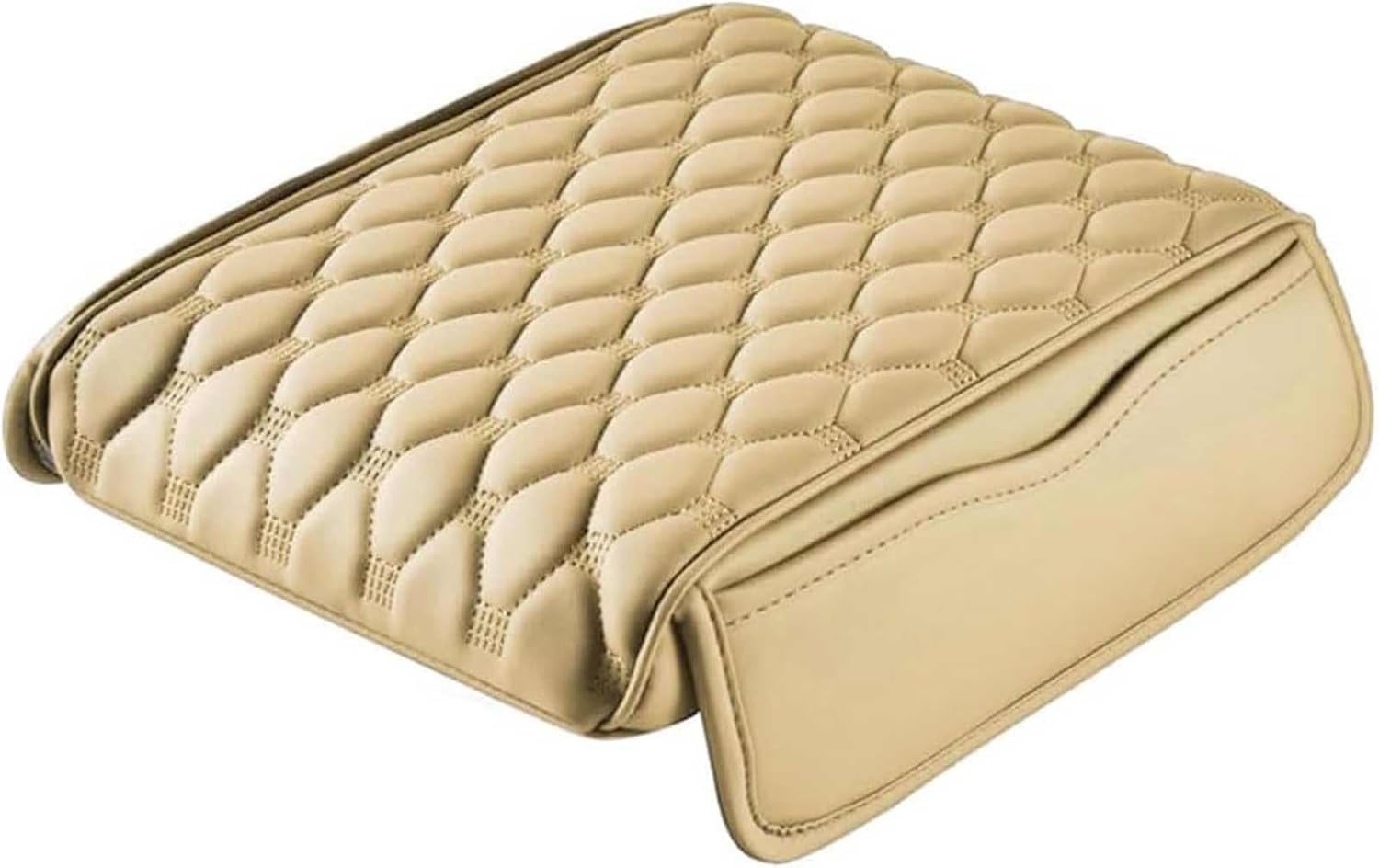 Car Center Console Cover for Hyundai Santa Fe 2018 2019 2020 2021 2022 2023 2024 2025, Leather Waterproof Leather Car Armrest Cover Car Arm Rest Cover, Car Accessories,Beige