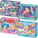 VARIÉTÉ DE THÈMES: le set de 48 pièces comprend 4 puzzles enchanteurs avec des fées, sirènes, princesses et licornes, stimulant l’imagination et la créativité des enfants de 4 à 6 ans