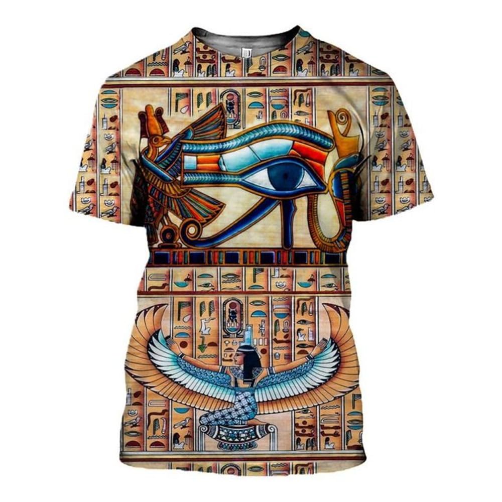 GenericBrand T-shirt Ancient Egypt Gods T-shirts 3D Print Goddesses Pharaoh T Shirt Men Women Casual Short Sleeve Plus Size Tops (T Shirt 2, 3XL)