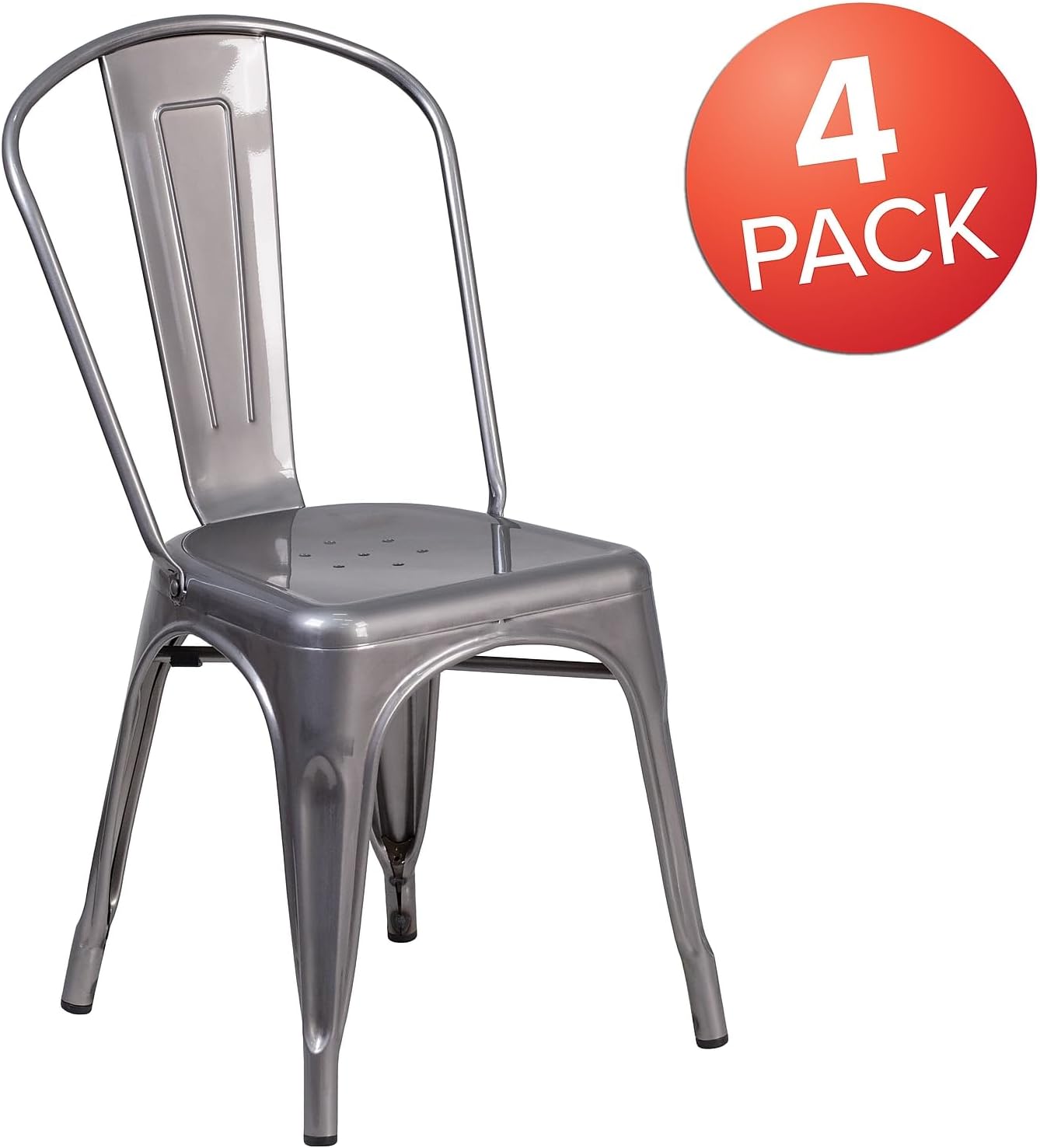 Flash Furniture Lincoln 4 Pack Clear Coated Metal Indoor Stackable Chair