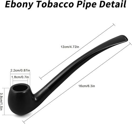 Miniatura 3 de Joyoldelf Pipa de tabaco, pipa de madera de lujo para fumar con soporte para pipa, tubos de tabaco de ébano para fumar con raspador de pipa, caja