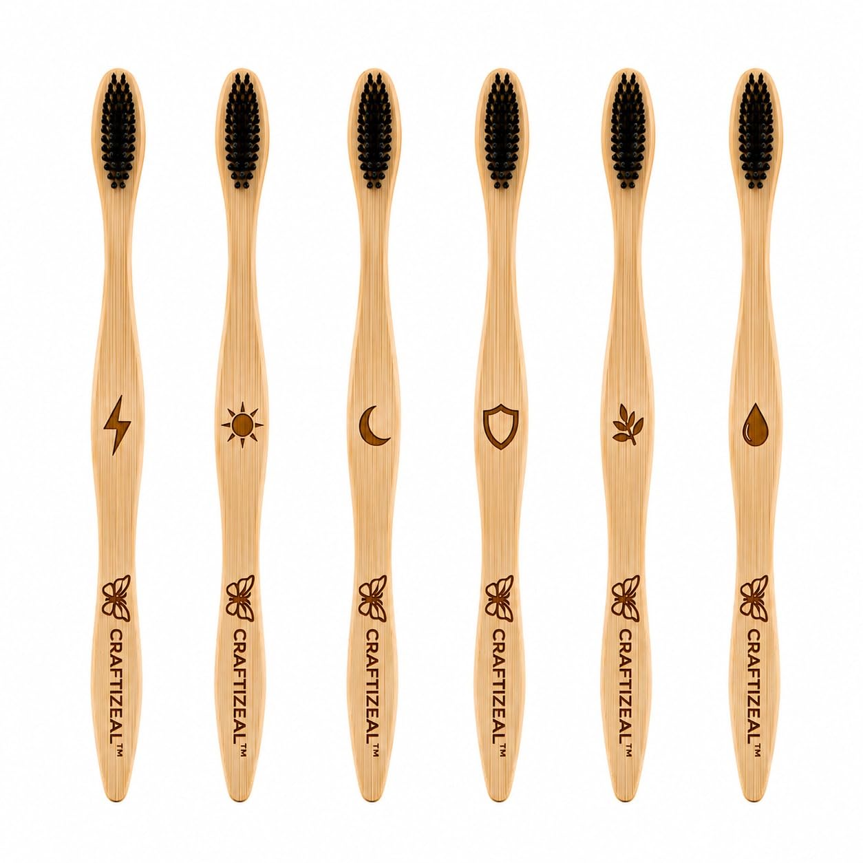 Bamboo Charcoal Toothbrush Set of 6 for Adults | Eco-Friendly Wooden Toothbrushes with Soft BPA-Free Charcoal Bristles | Natural Bamboo Handle | Sustainable Family Oral Care Pack-image-25