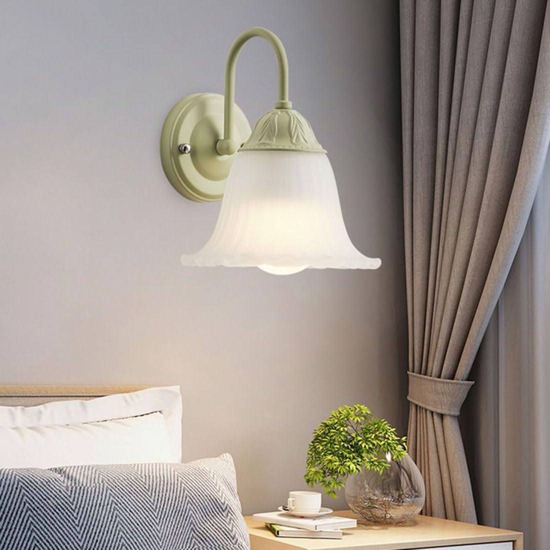 Applique moderne con paralume in vetro satinato a forma di fiore, lampada in stile industriale, applique retrò da comodino per camera da letto, soggiorno, scale, corridoio, sala da pranzo, loft.