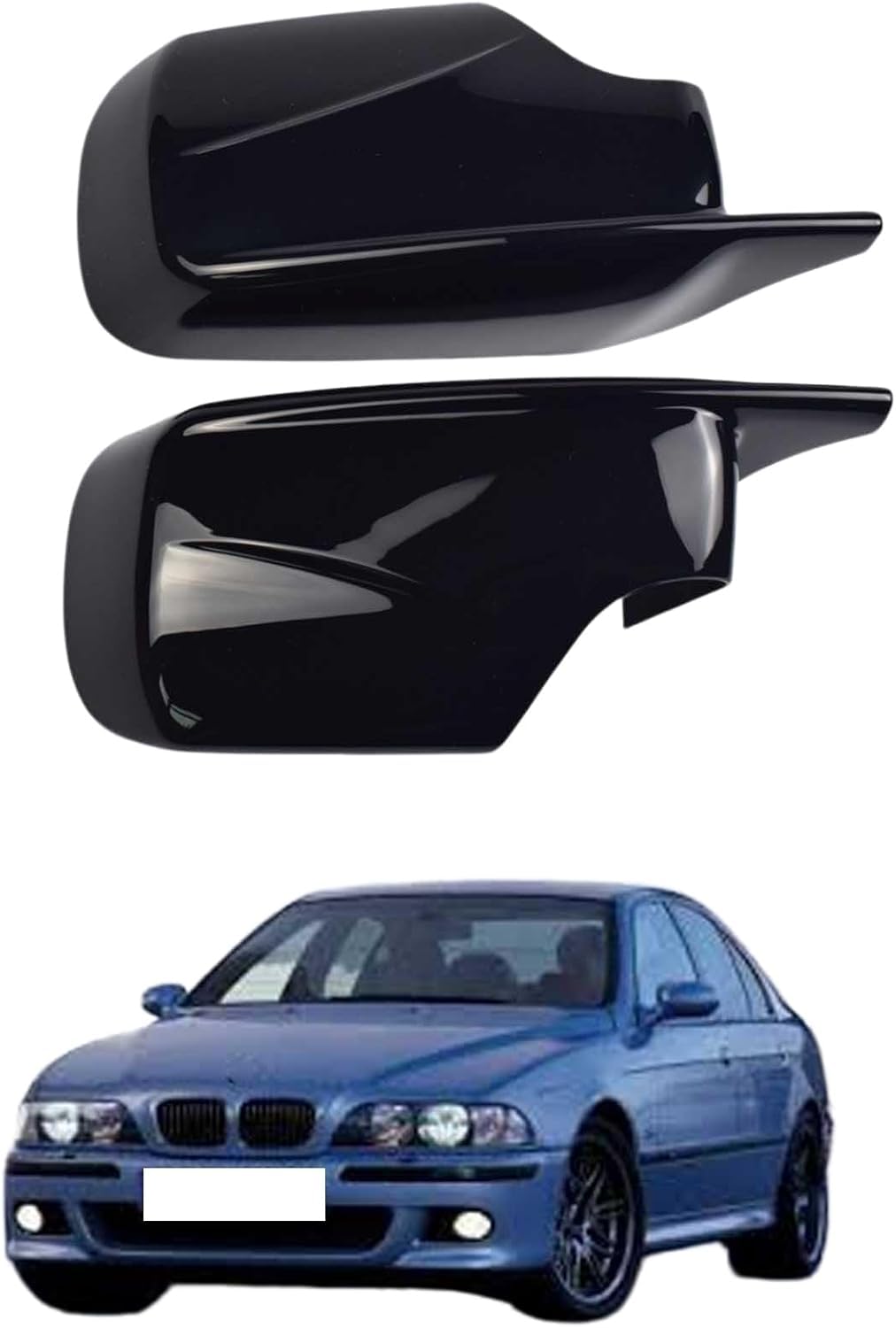 YIXINYI Side Wing Mirror Cover For BMW E39 1999-2000 528iT OEM: 51168238376 51168238375 Black, Car Left Right Side Rearview Mirror Cap Wing Replacement