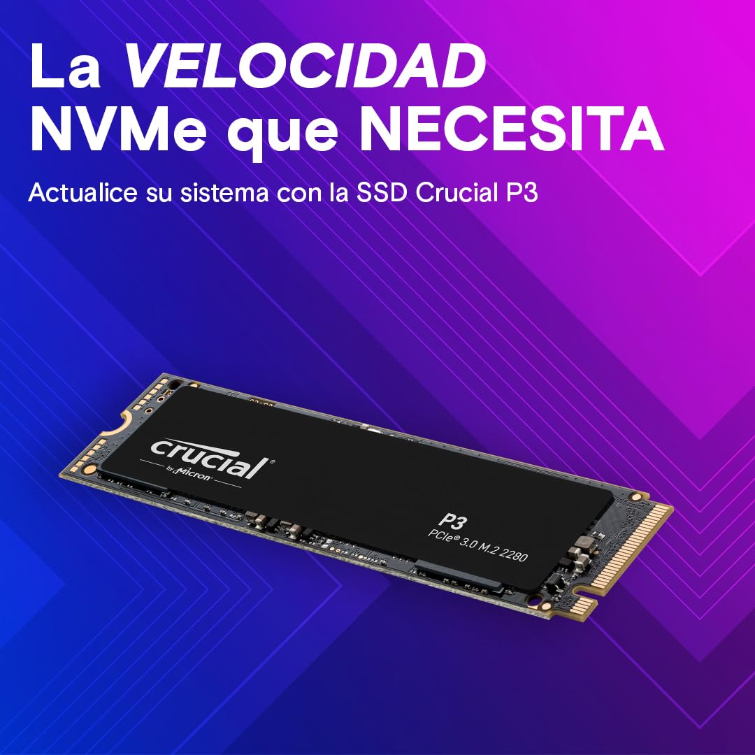 Crucial P3 1TB M.2 PCIe Gen3 NVMe SSD Interno - hasta 3500MB/s - CT1000P3SSD8 (Edición Acronis)