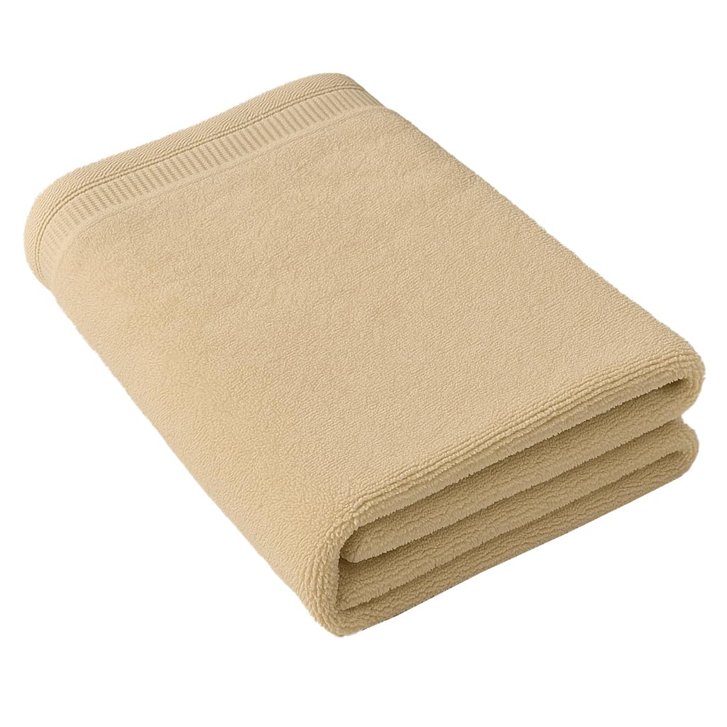 ORGANIC TEXTILES 100% Organic Cotton Bath Towel (Natural), GOTS Certified, Made in USA, Highly Absorbent, Skin Sensitive, Plush Soft and Luxurious, Machine Washable, Premium Design, Durable
