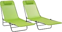 Vista 11 de Outsunny Silla Tumbona Plegable, Silla de Bronceado para Piscina, Silla de Salón al Aire Libre con Respaldo Reclinable, Asiento de Malla Azul